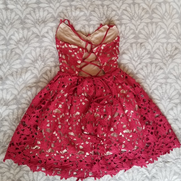 New! Two Sisters Red Elektra Lace Up dress - Picture 7 of 7